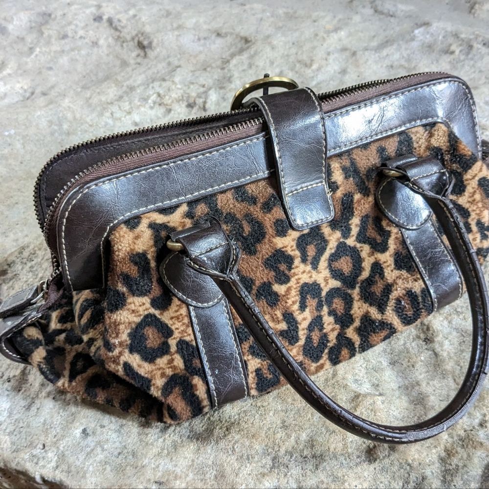 Leopard and leather purse
